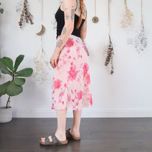 Pink floral skirt - size M