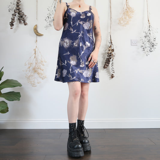 Blue floral slip dress - size 12/14