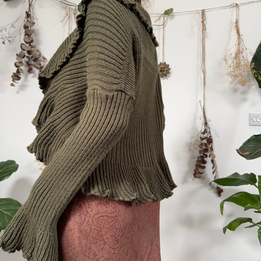 Khaki knit cardigan - size L/XL