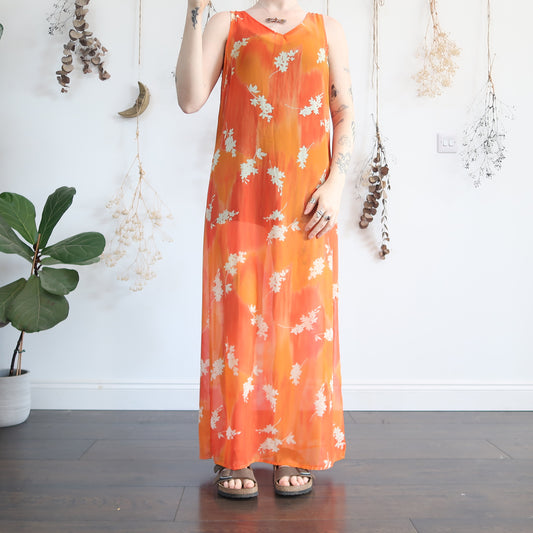 Orange sheer dress - size M/L