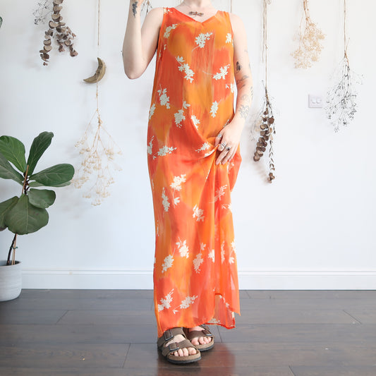 Orange sheer dress - size M/L