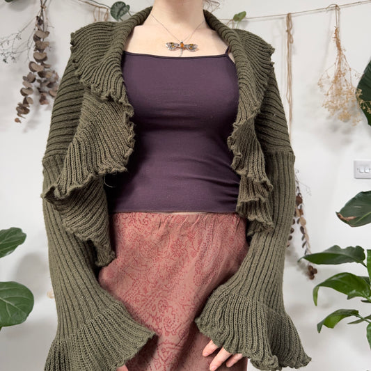 Khaki knit cardigan - size L/XL