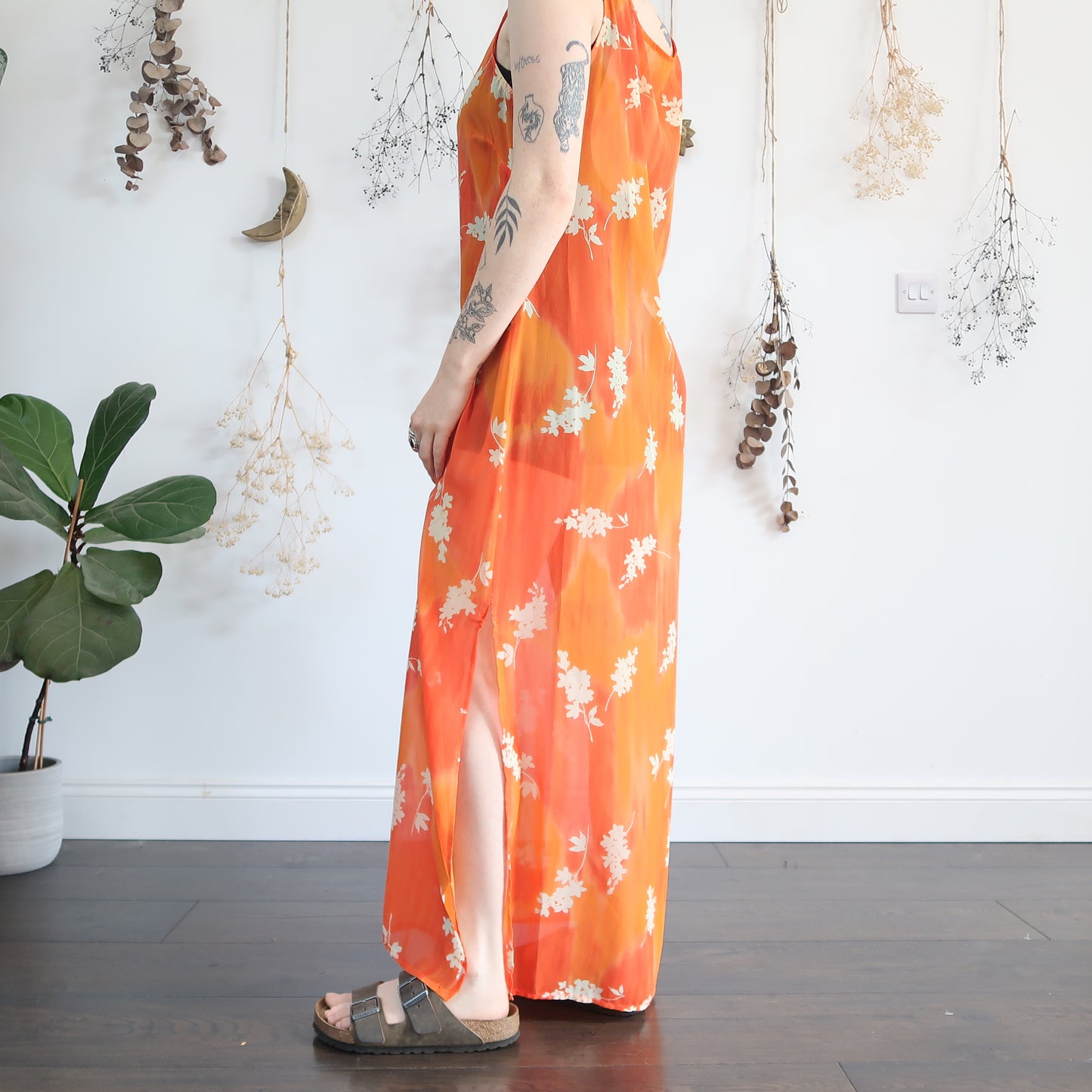 Orange sheer dress - size M/L