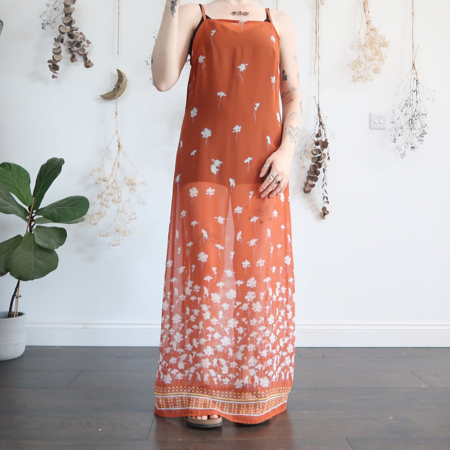 Sheer orange dress - size M