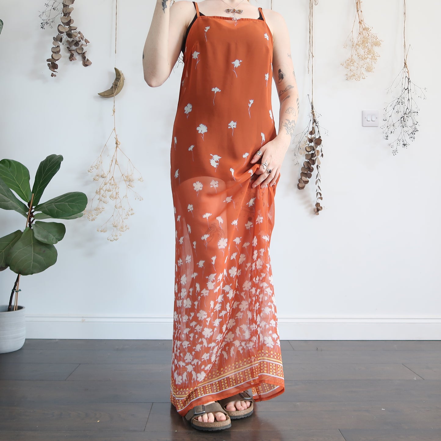Sheer orange dress - size M