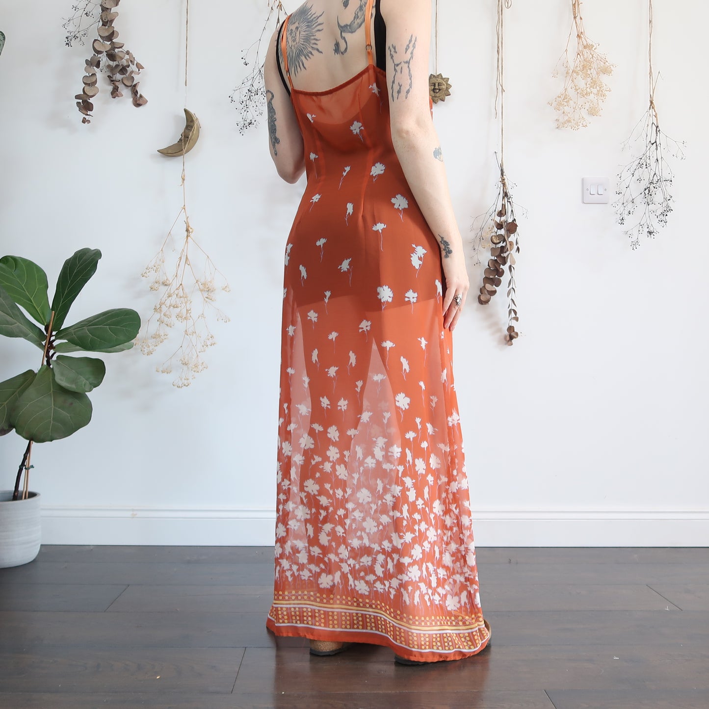 Sheer orange dress - size M