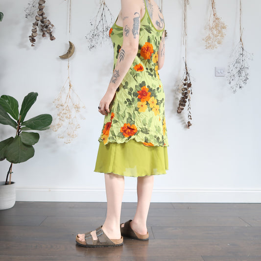 Green floral dress - size S/M
