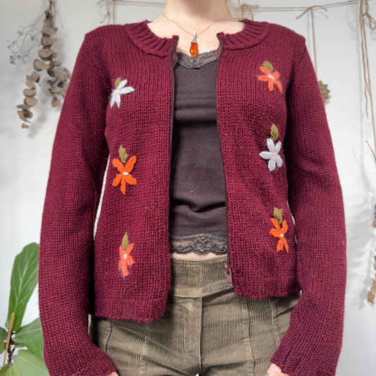 Burgundy knit jumper - size M