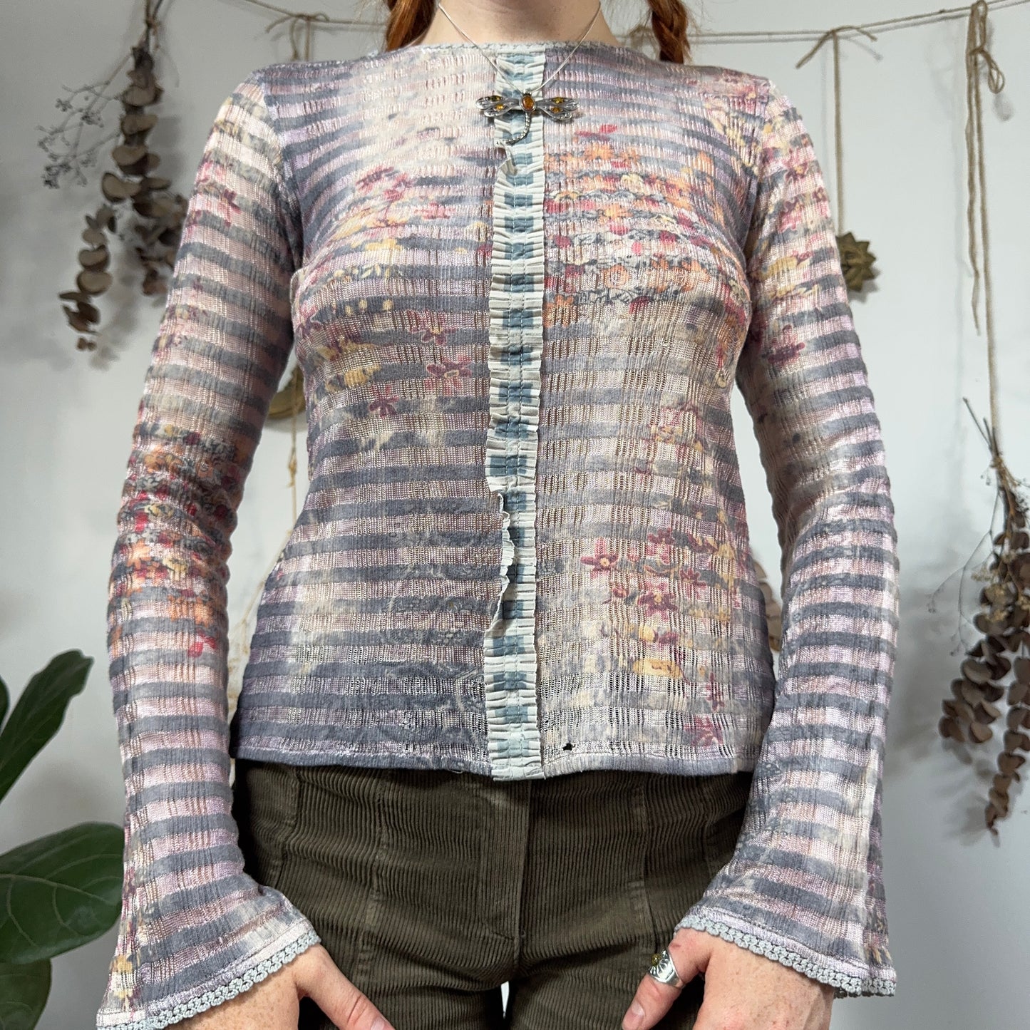 Striped long sleeve top - size M