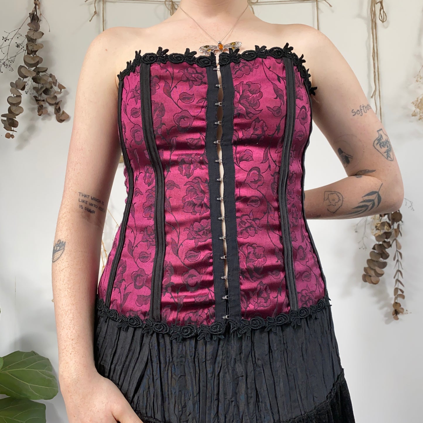 Floral fushcia corset - size L