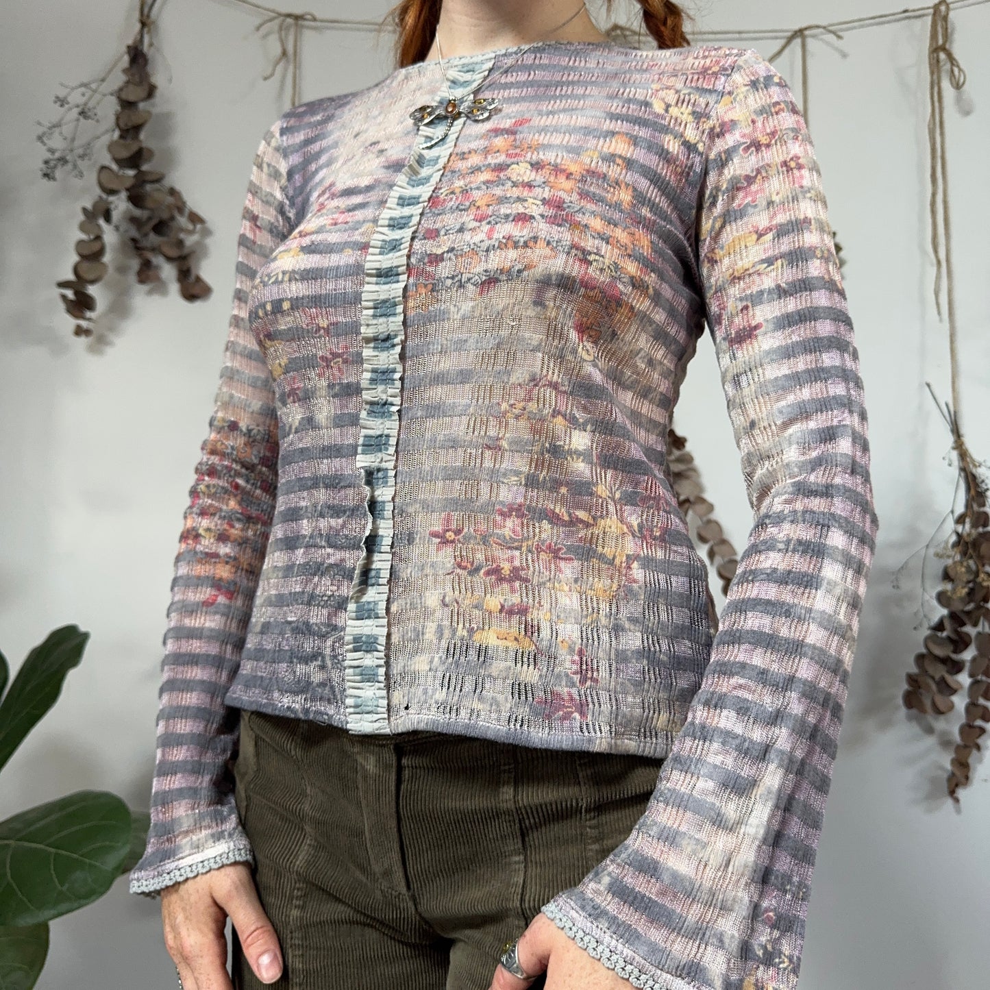 Striped long sleeve top - size M