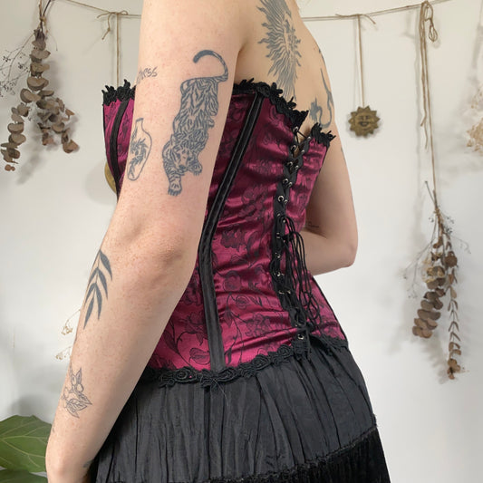 Floral fushcia corset - size L