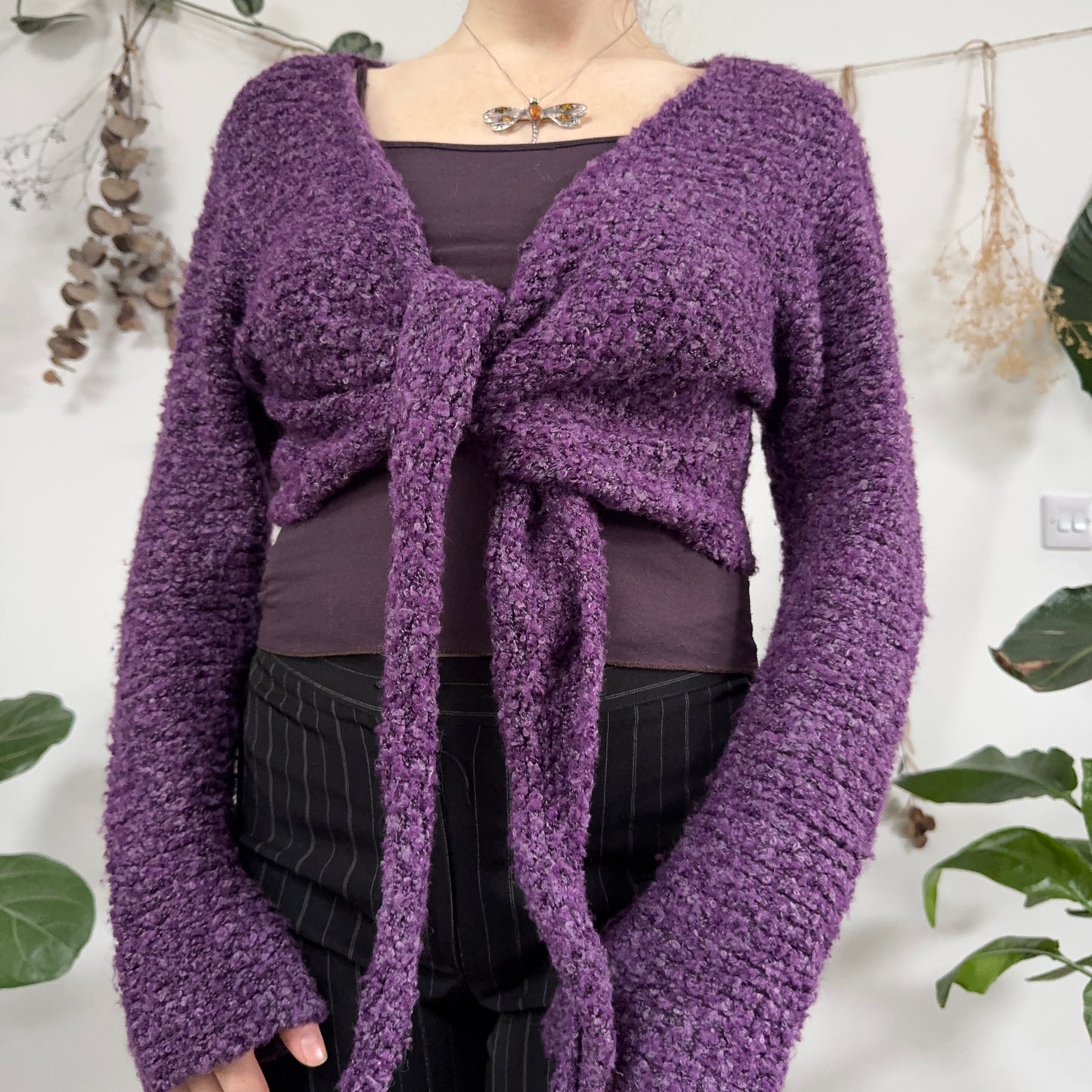 Purple knit wrap top/bolero - size S/M