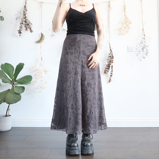 Grey floral skirt - size S