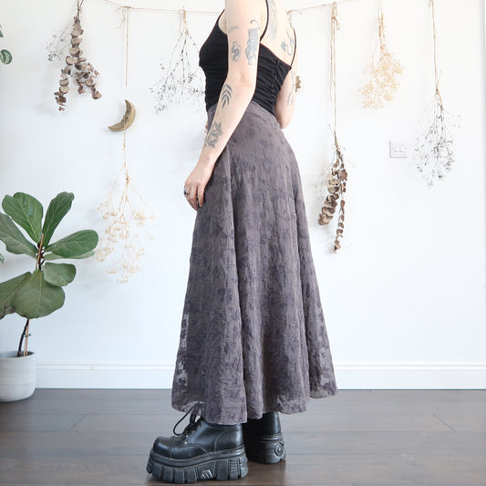 Grey floral skirt - size S
