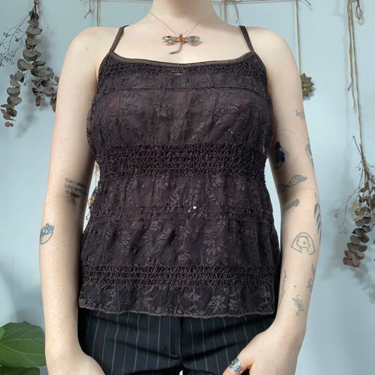 Brown mesh cami - size L/XL