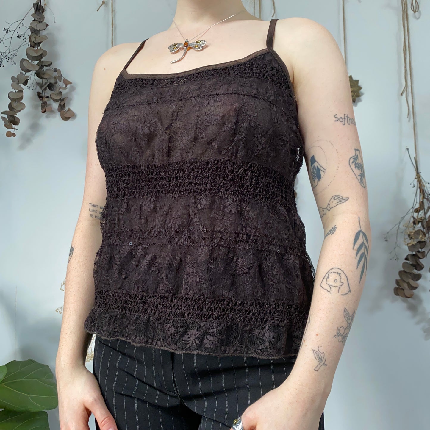 Brown mesh cami - size L/XL