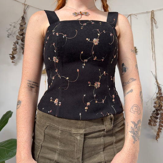 Embroidered corset top - size XS/S