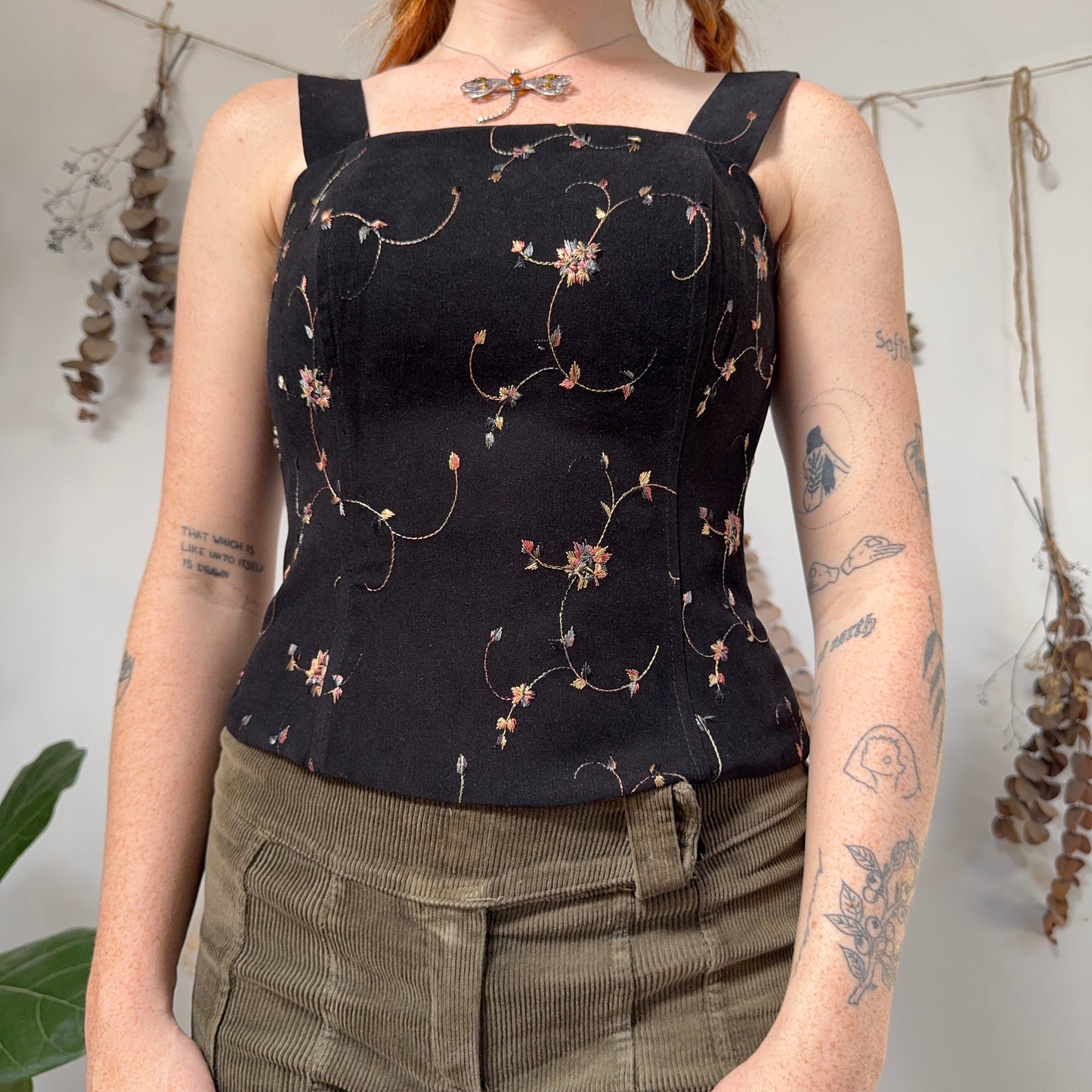 Embroidered corset top - size XS/S