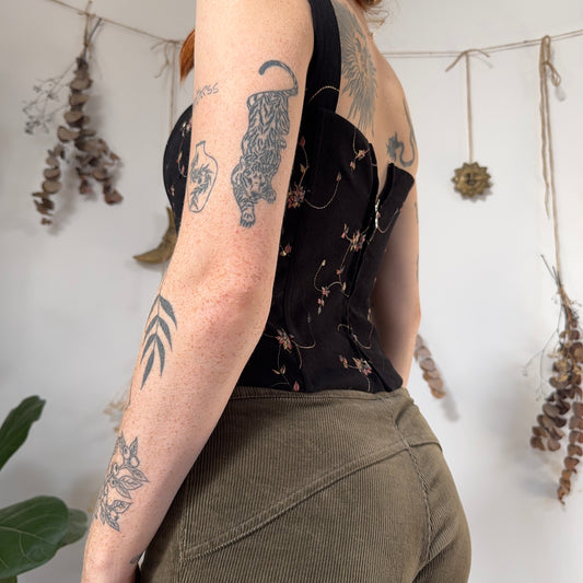Embroidered corset top - size XS/S