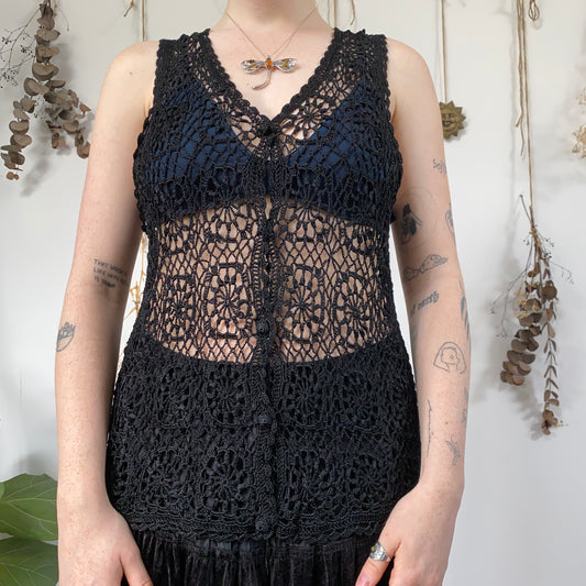 Black crochet waistcoat - size M