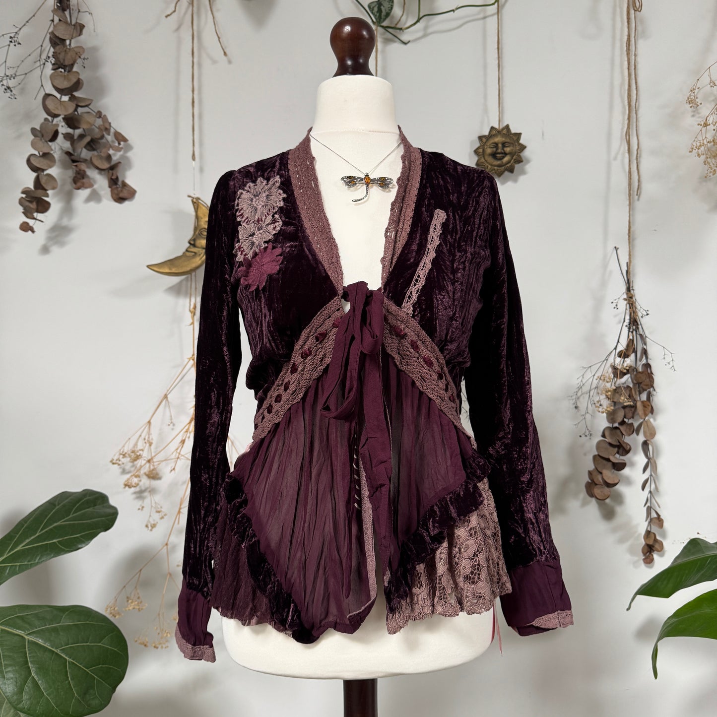 Purple tie blouse - size S/M