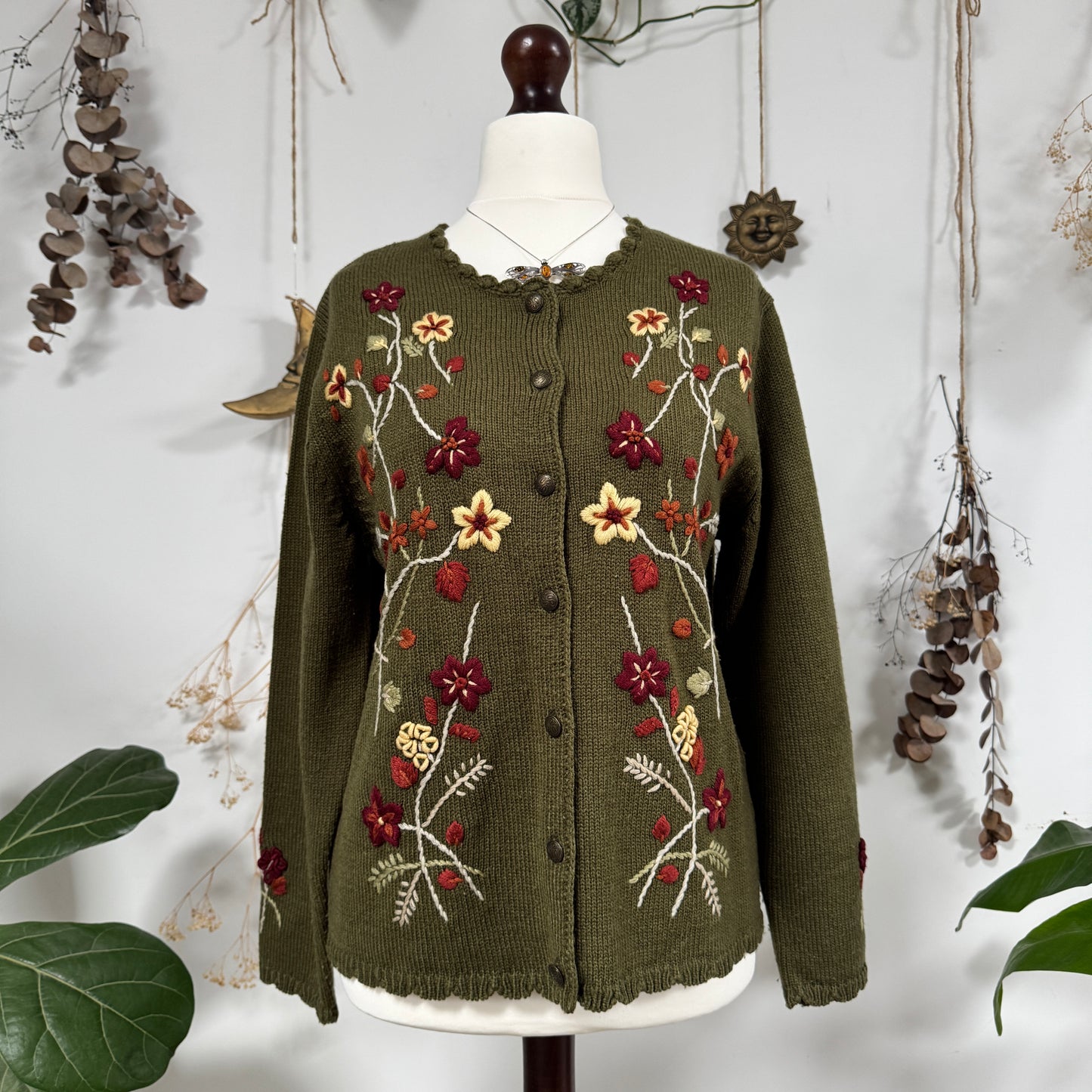 Olive knit cardigan - size M/L