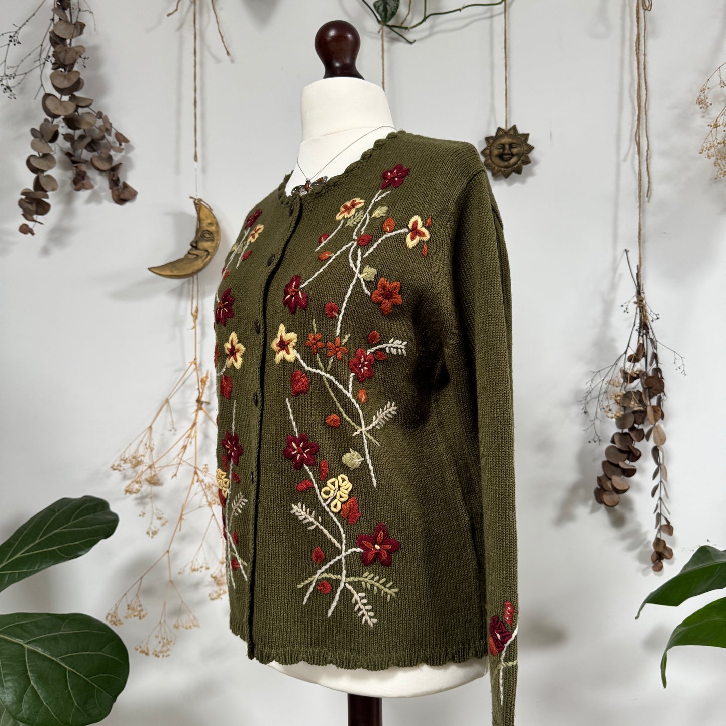 Olive knit cardigan - size M/L