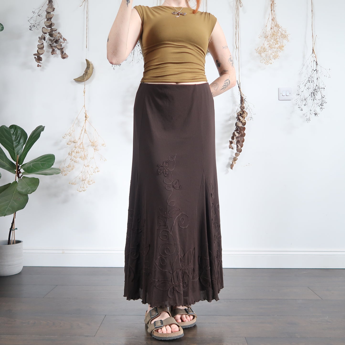 Brown mesh skirt - size L