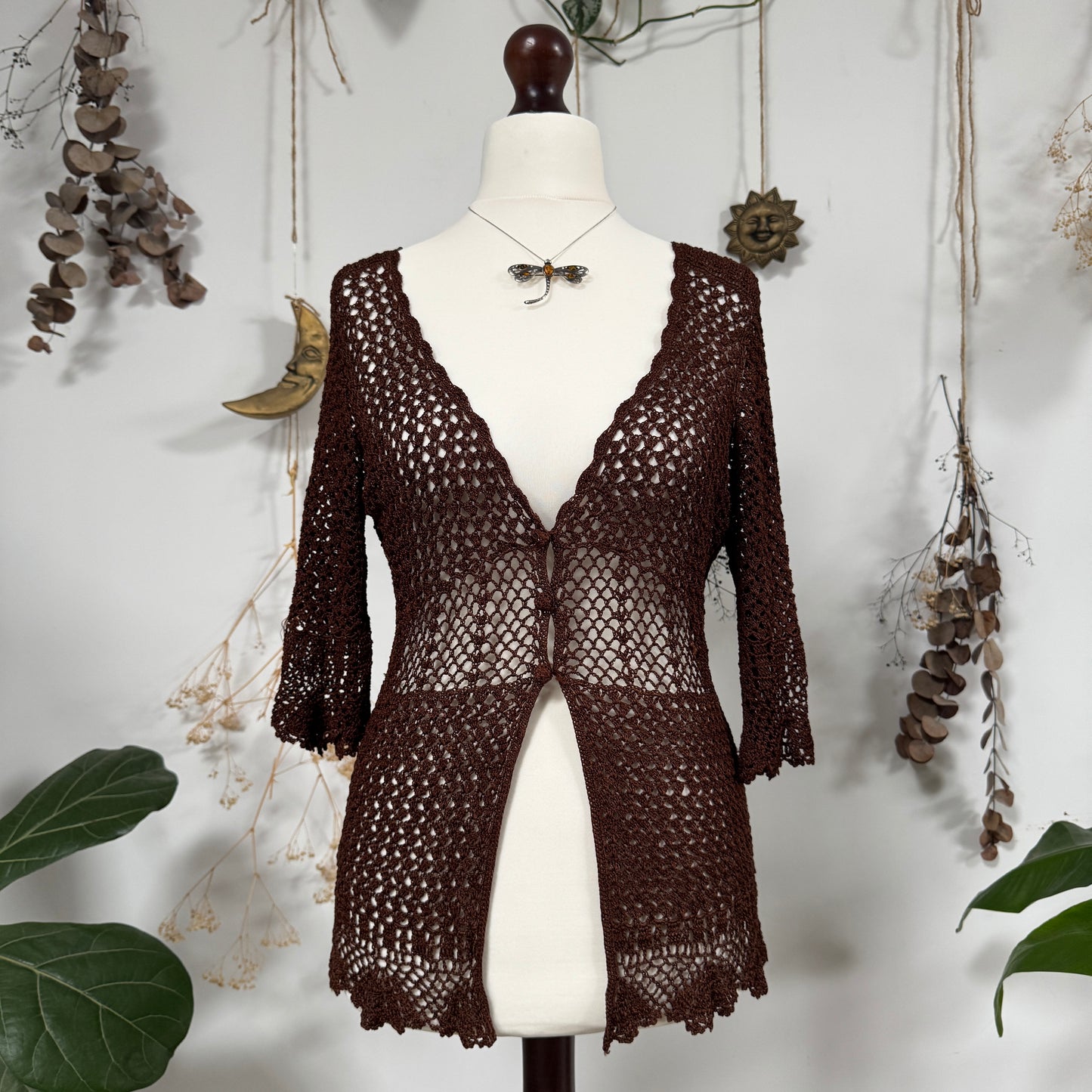 Brown crochet cardigan - size M/L