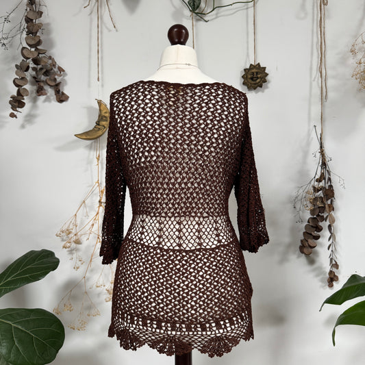 Brown crochet cardigan - size M/L