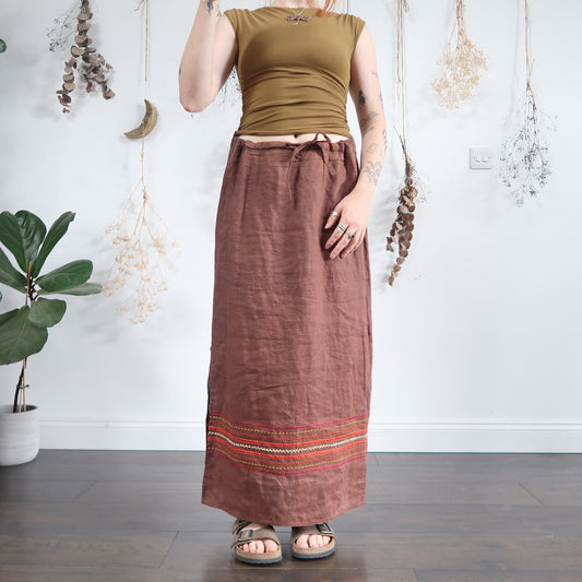 Brown linen skirt - size L