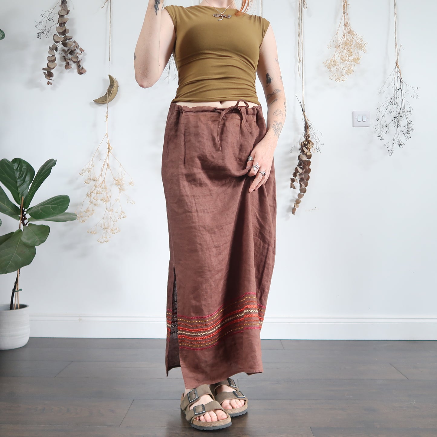 Brown linen skirt - size L