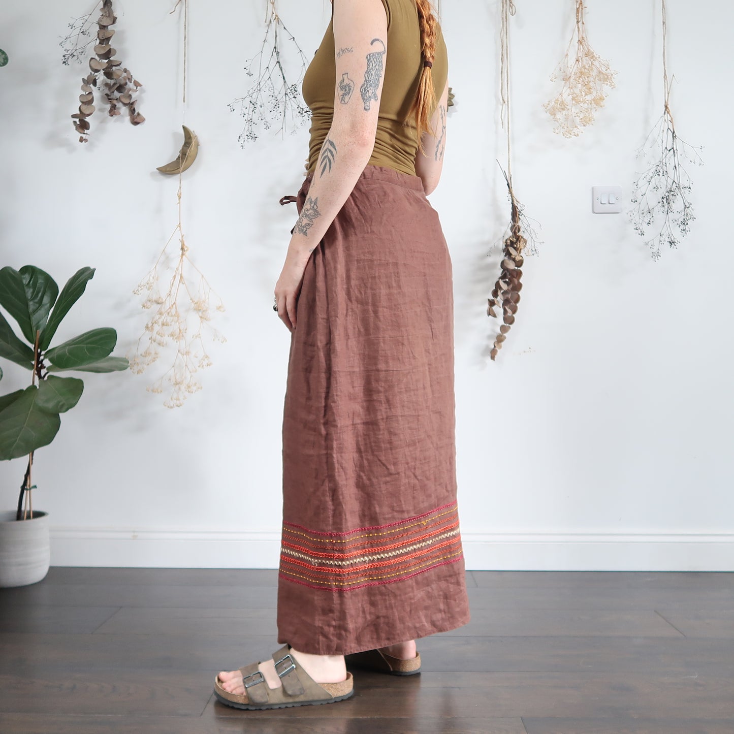 Brown linen skirt - size L