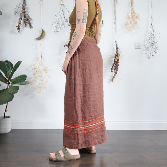 Brown linen skirt - size L