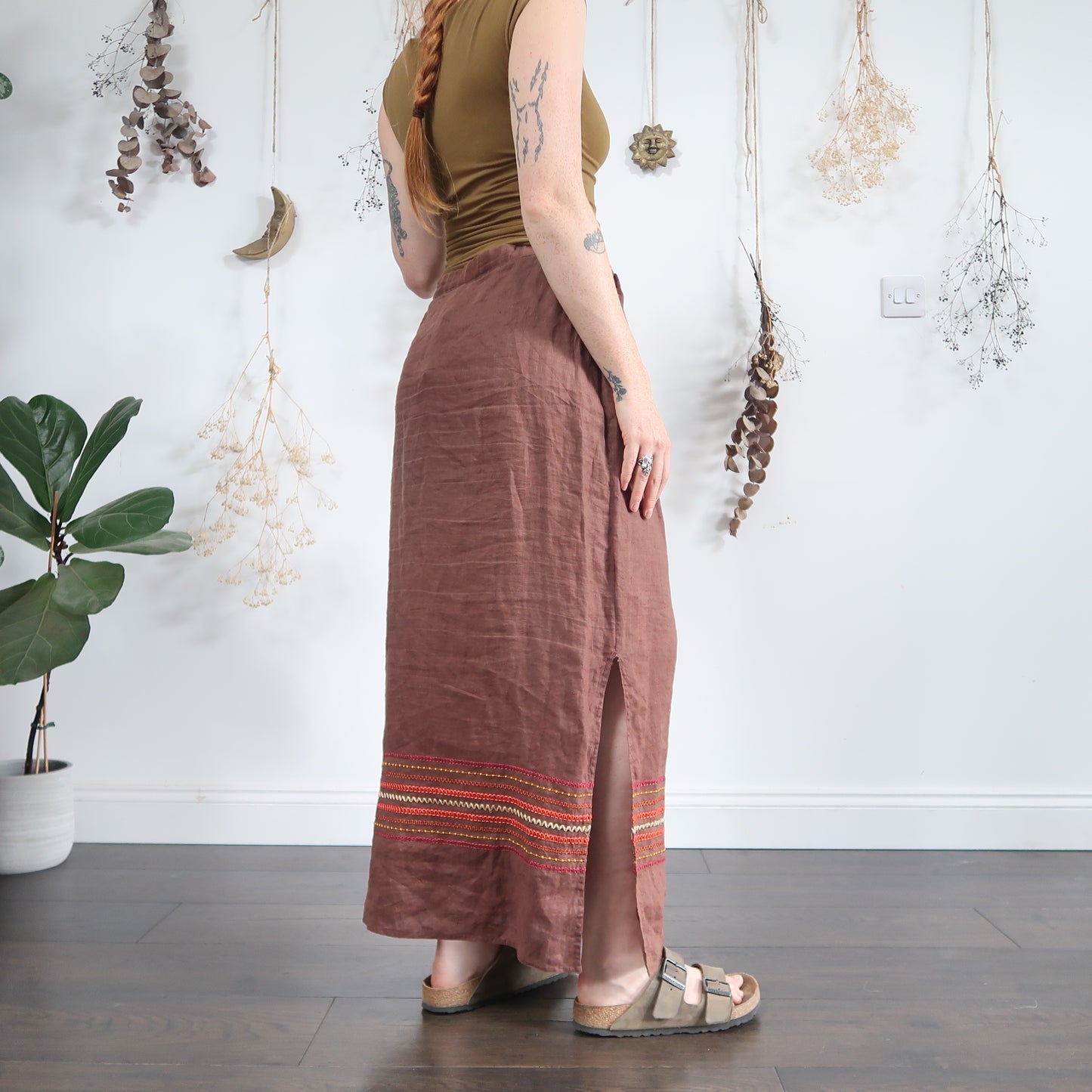 Brown linen skirt - size L