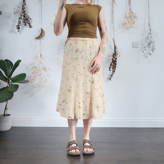 Cream floral skirt - size S