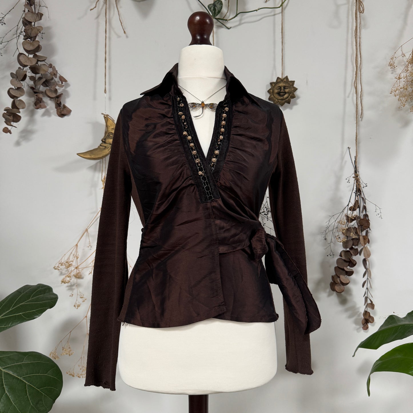 Brown wrap blouse - size M