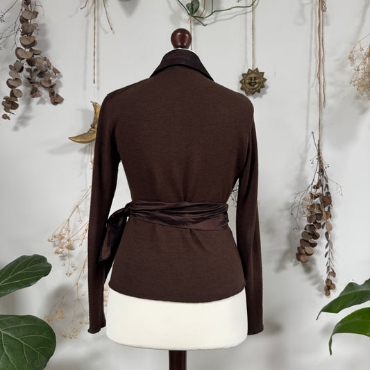 Brown wrap blouse - size M