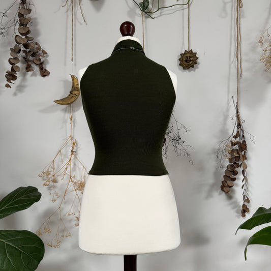 Khaki knit tank top - size XS/S