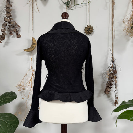 Black knit wrap top - size M/L