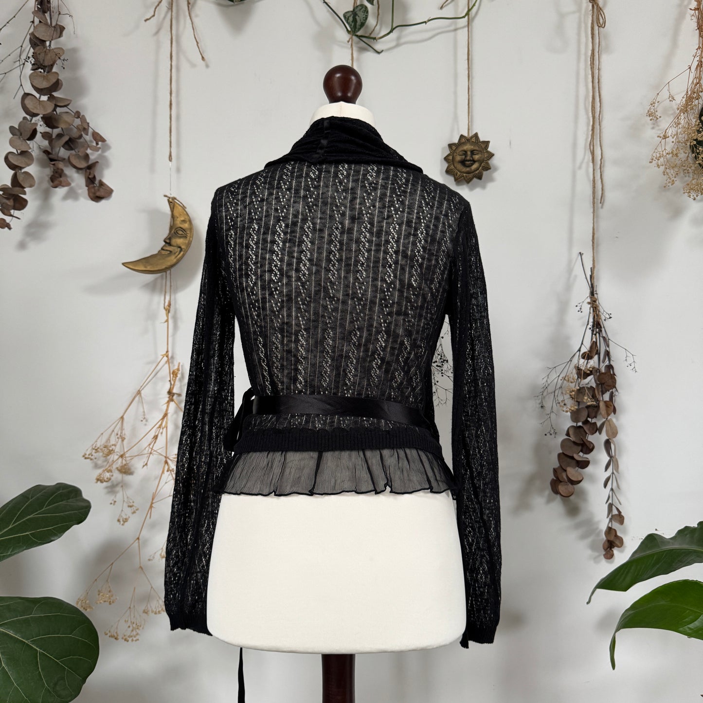 Black knit wrap top - size M