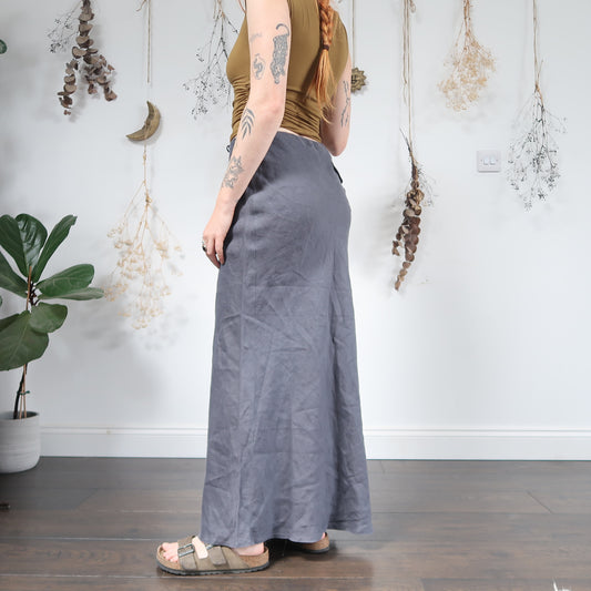 Blue grey linen skirt - size M