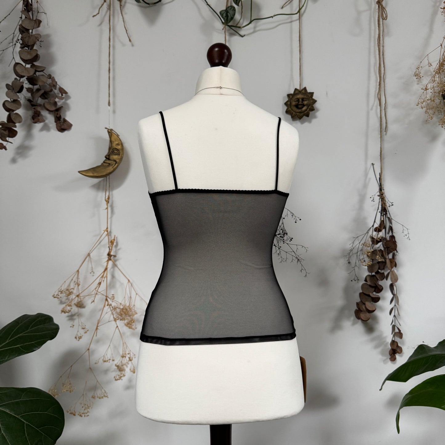 Embroidered mesh cami - size S