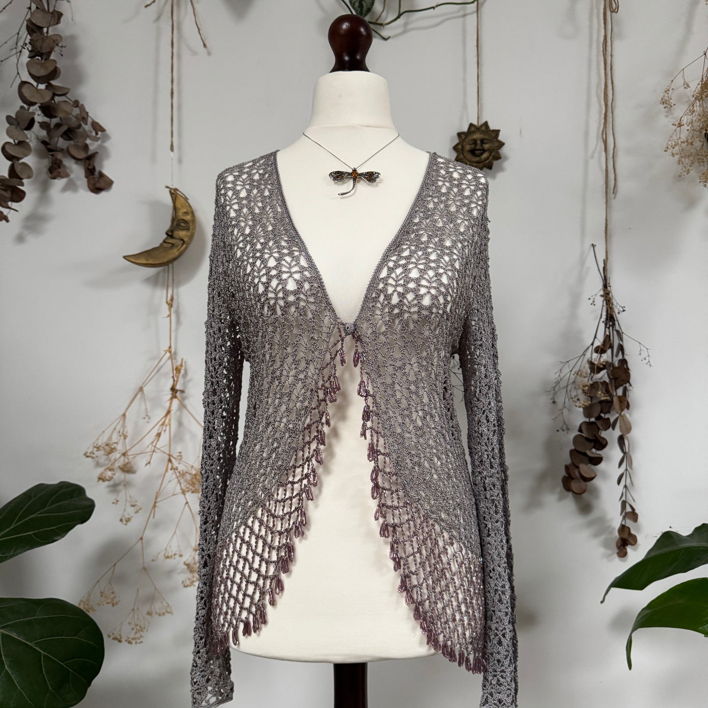 Beaded crochet cardigan - size M/L
