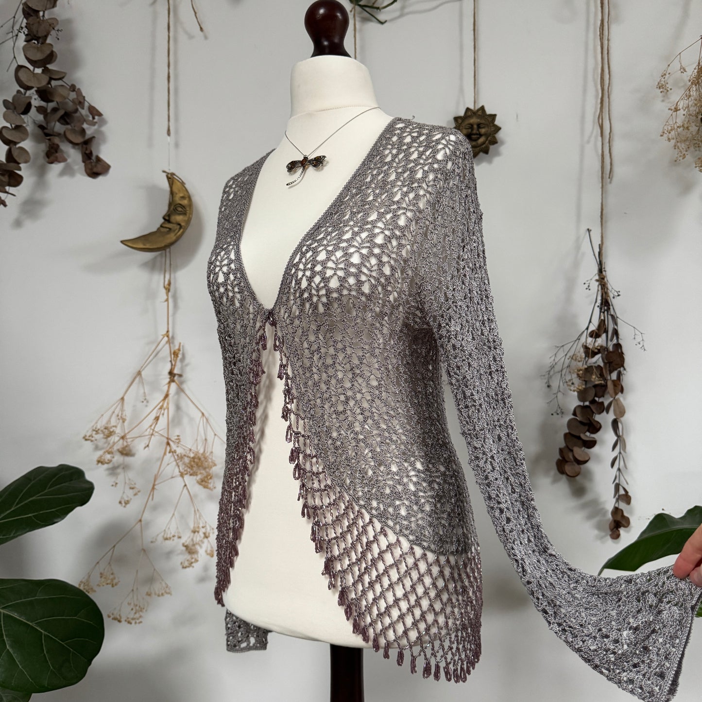 Beaded crochet cardigan - size M/L