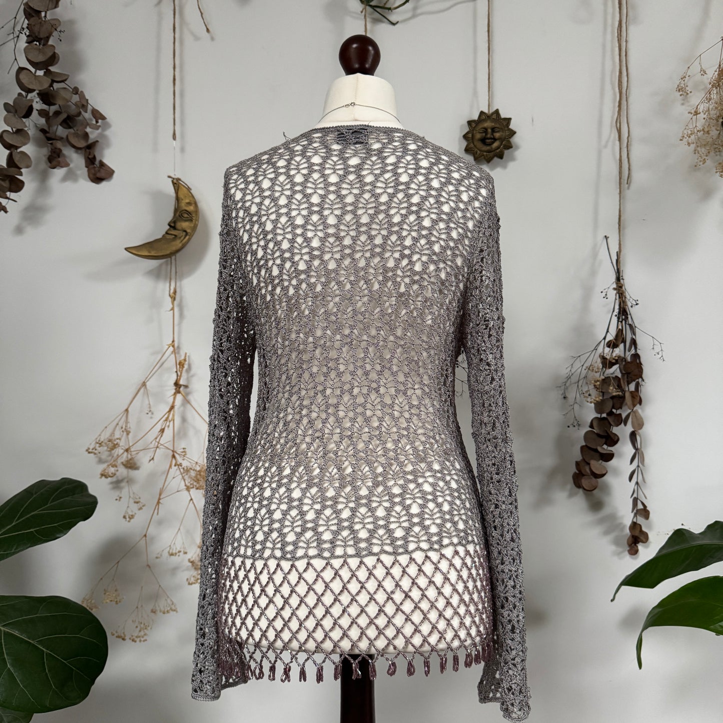 Beaded crochet cardigan - size M/L