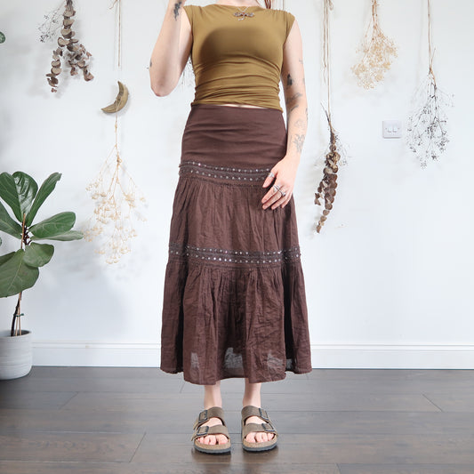 Brown tiered skirt - size S