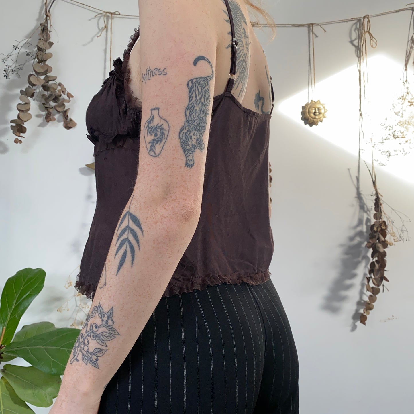 Brown ruched bust cami - size M/L