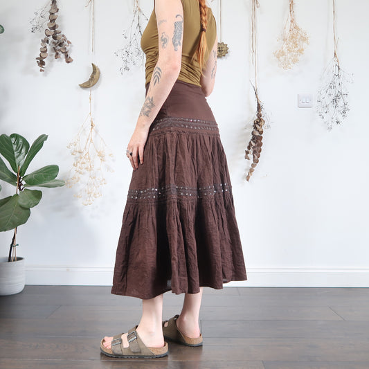 Brown tiered skirt - size S